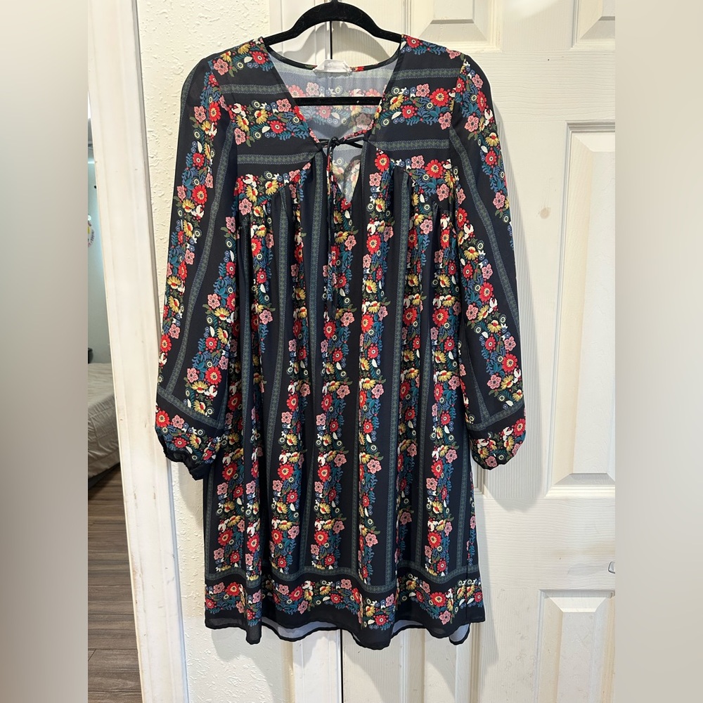 Vintage CJLA Floral Long Sleeve Dress Size Medium